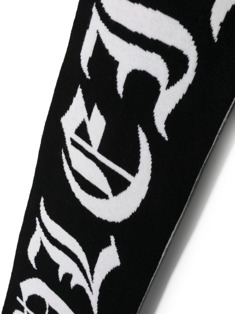 Shop Philipp Plein Gothic Plein Intarsia Knit-logo Scarf In Black