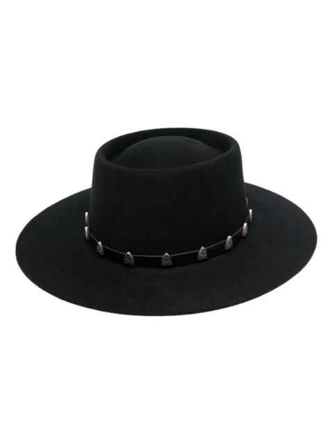 Philipp Plein stud-embellished wool boater hat Men