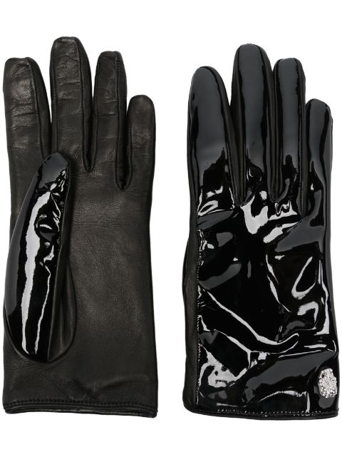 Philipp Plein skull-appliqué leather gloves