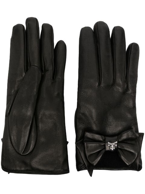 Philipp Plein Skull & Bones mid leather gloves