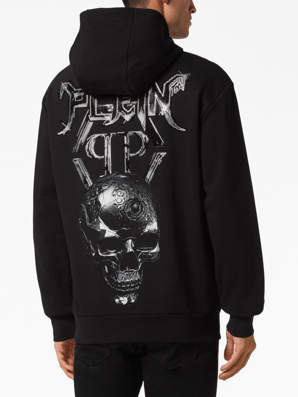 Shop Philipp Plein Logo-print Cotton Hoodie In Black