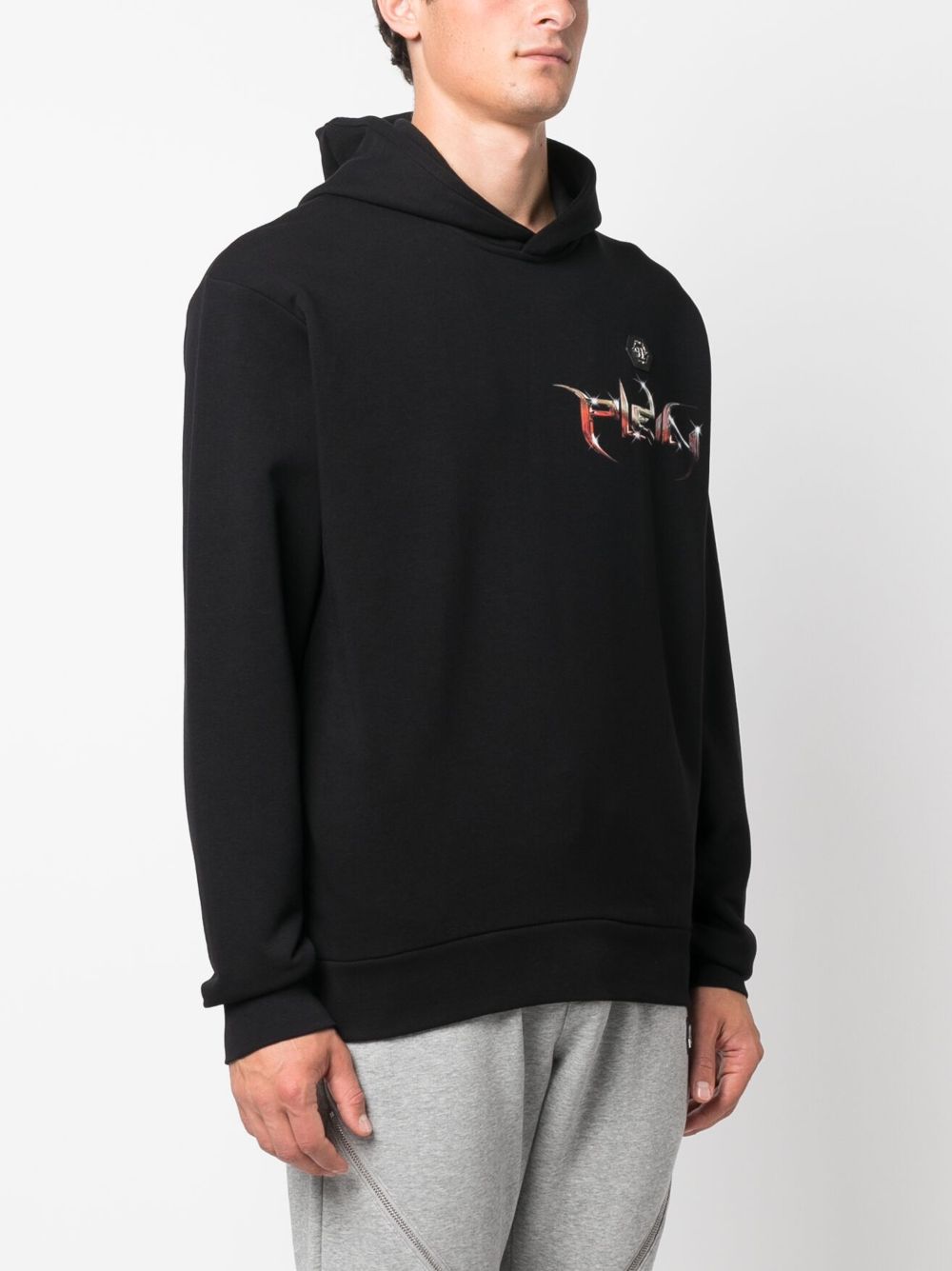 Philipp Plein Lettering logo-print long-sleeve hoodie Men