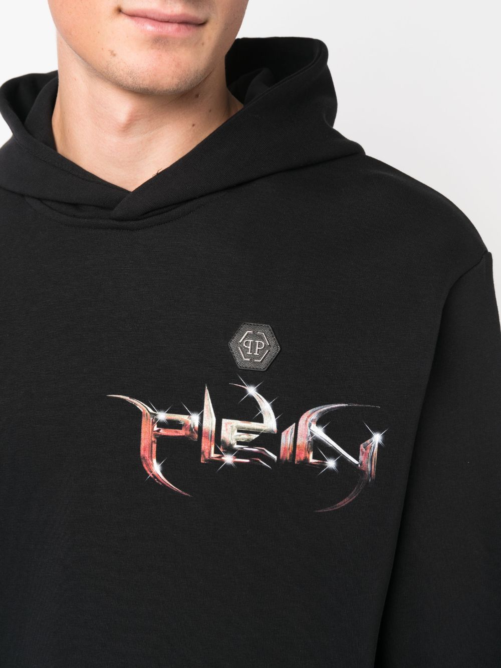 Philipp Plein Lettering logo-print long-sleeve hoodie Men