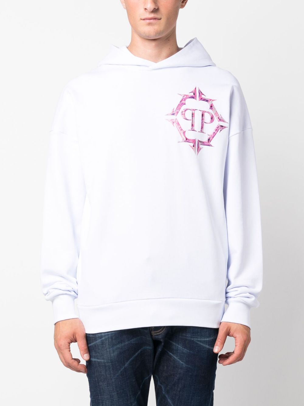 Philipp Plein Chrome logo-print cotton hoodie Men