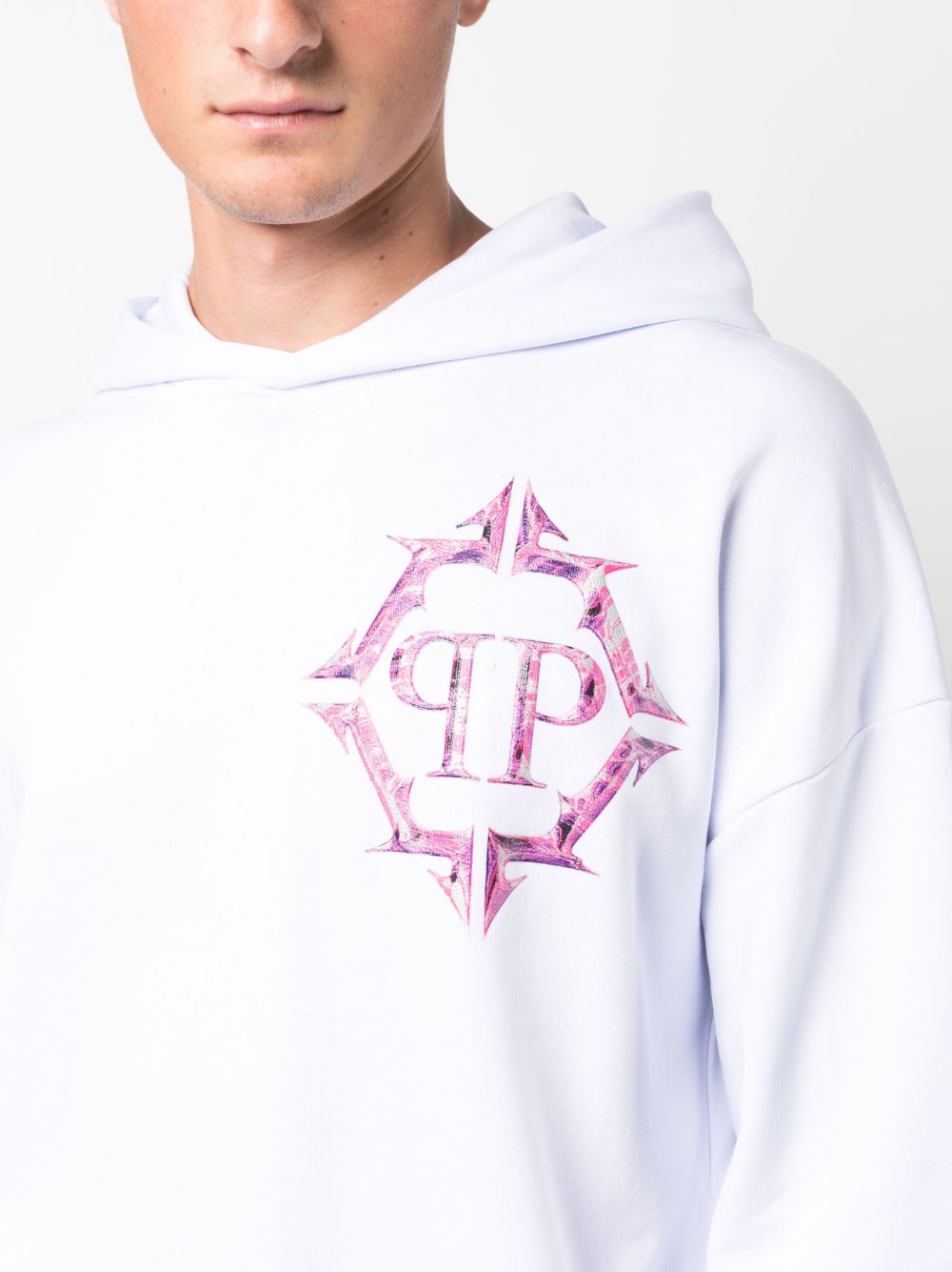 Philipp Plein Chrome logo-print cotton hoodie Men