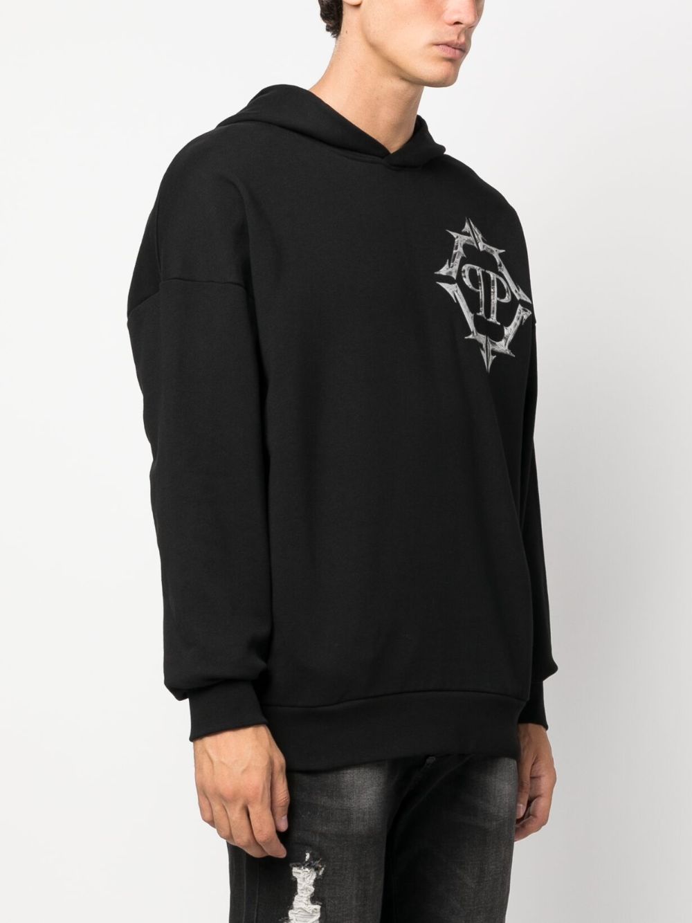 Philipp Plein Chrome logo-print hoodie Men