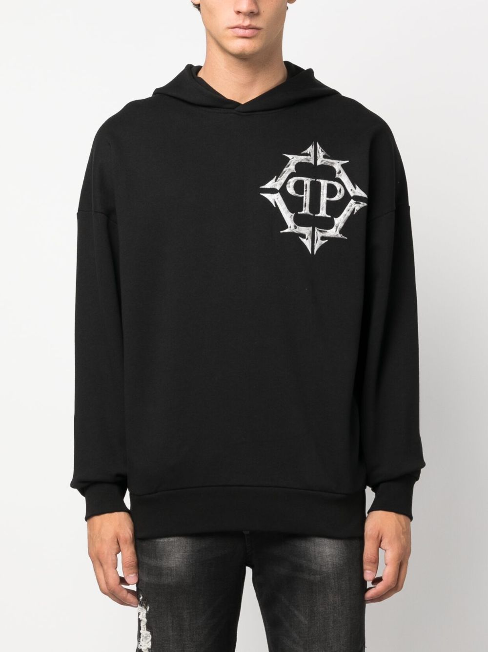 Philipp Plein Chrome logo-print hoodie Men