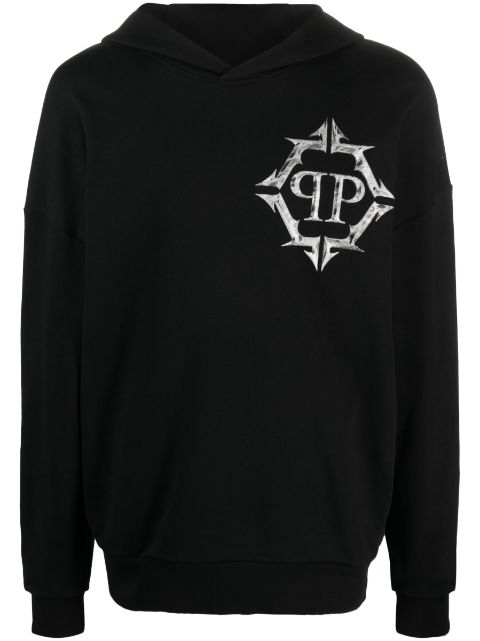 Philipp Plein Chrome logo-print hoodie Men