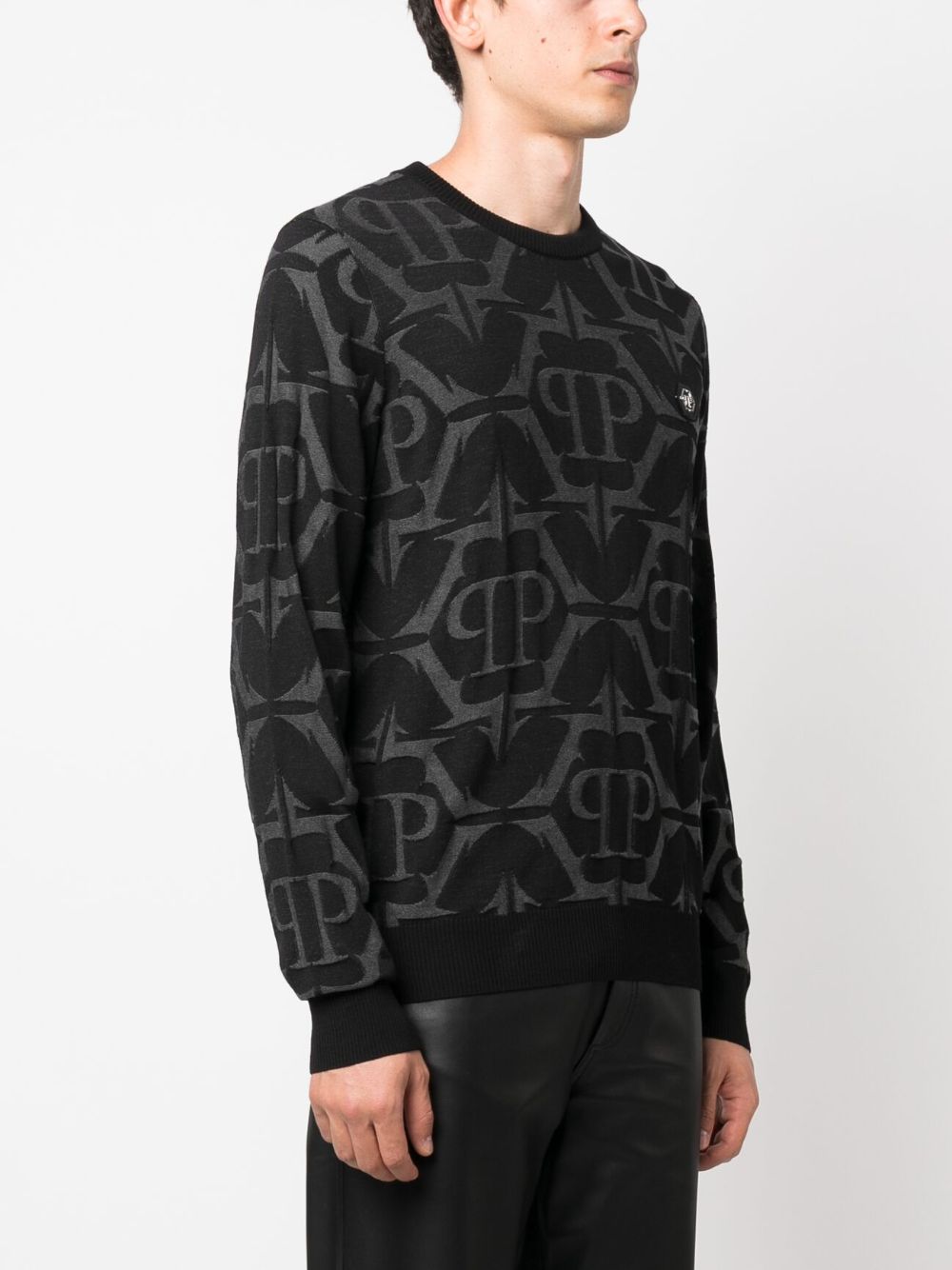 Philipp Plein monogram-pattern wool-blend jumper Men