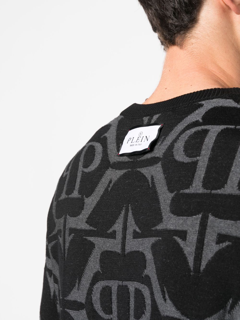 Philipp Plein monogram-pattern wool-blend jumper Men