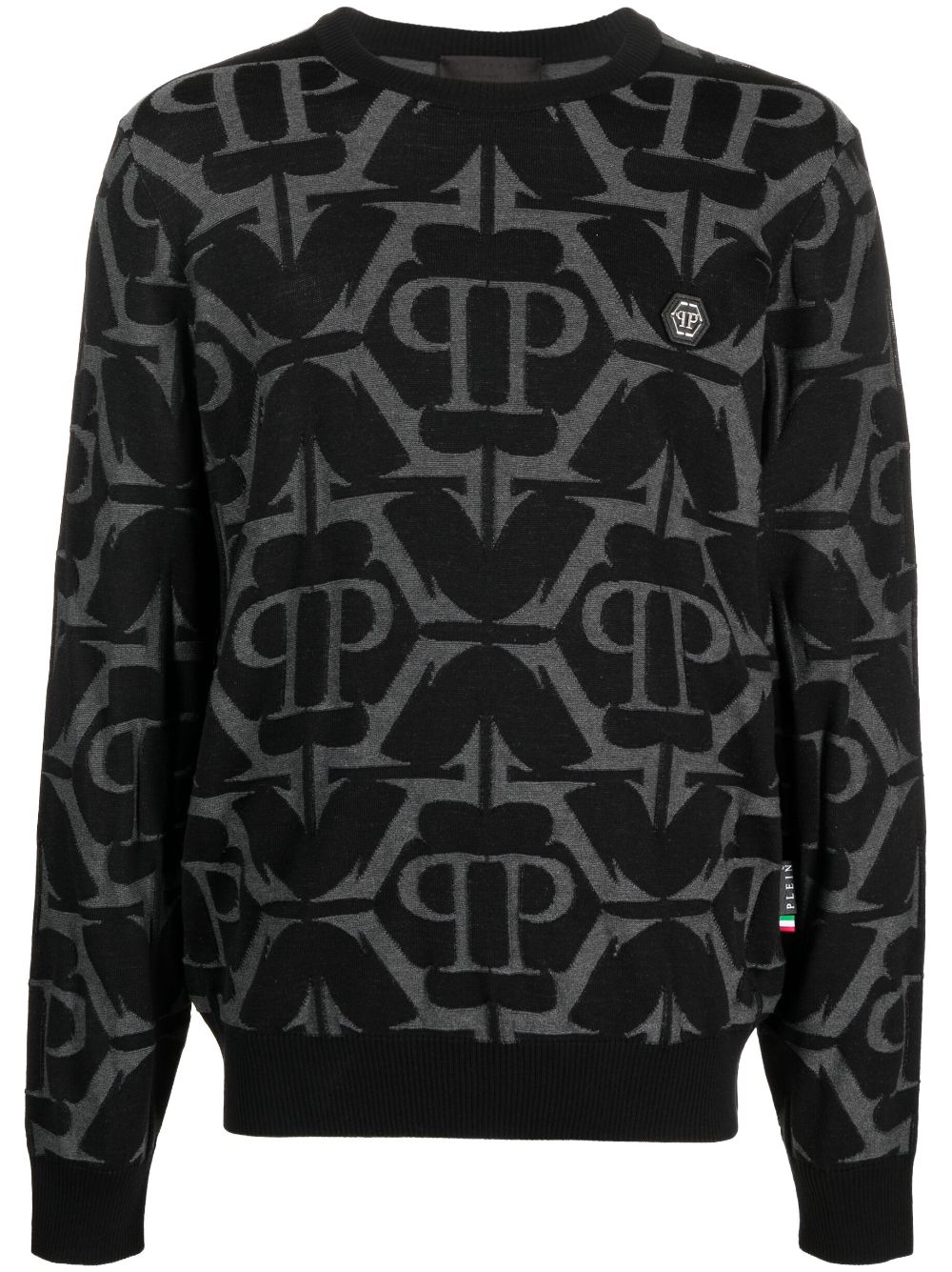 Philipp Plein monogram-pattern wool-blend jumper Men