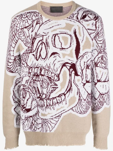 Philipp Plein sudadera Skull con motivo de rayas en intarsia