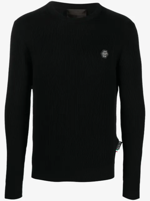 Philipp Plein logo-plaque merino jumper