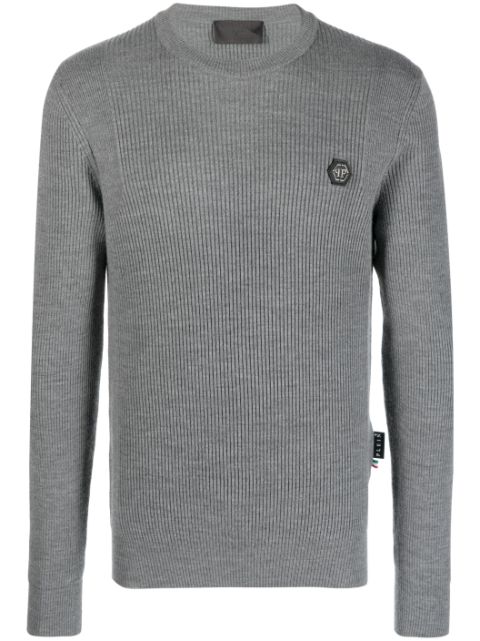 Philipp Plein logo-plaque merino jumper Men