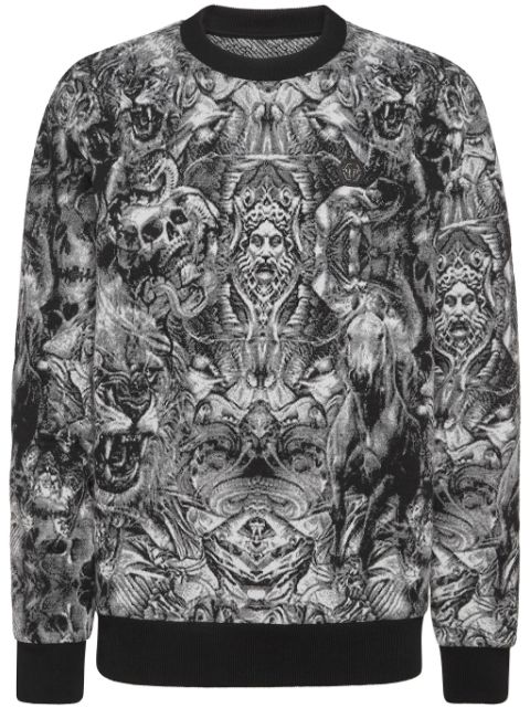 Philipp Plein Tattoo-jacquard crew-neck jumper Men