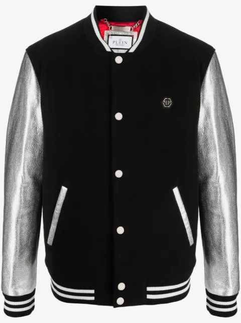 Philipp Plein metallic effect-sleeves bomber jacket