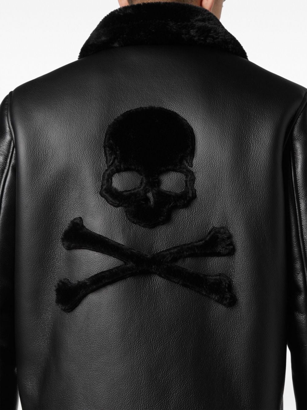 Shop Philipp Plein Logo-patch Faux-leather Bomber Jacket In Schwarz