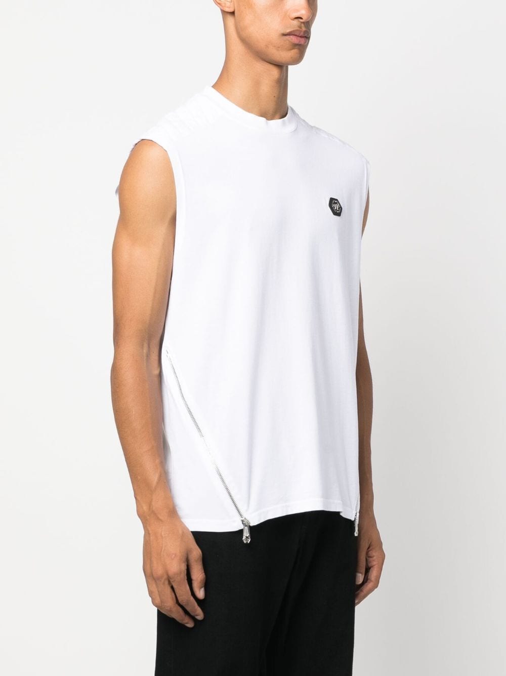 Shop Philipp Plein Logo-patch Sleeveless T-shirt In White