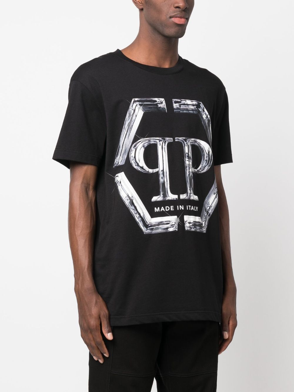 Shop Philipp Plein Ss Pp Glass Cotton T-shirt In Black