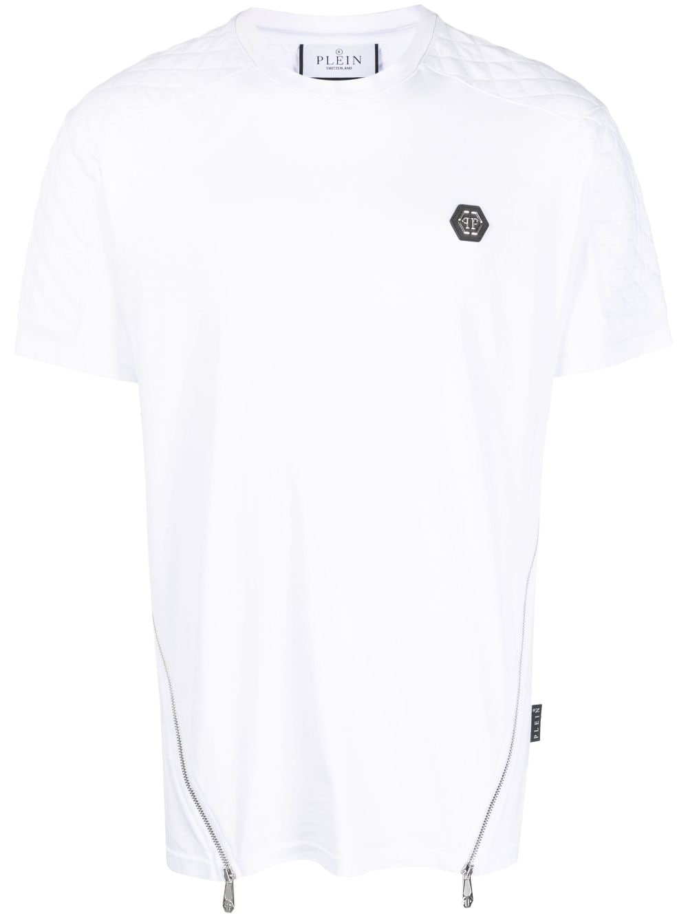 Shop Philipp Plein Logo-patch Zip-detailing T-shirt In White