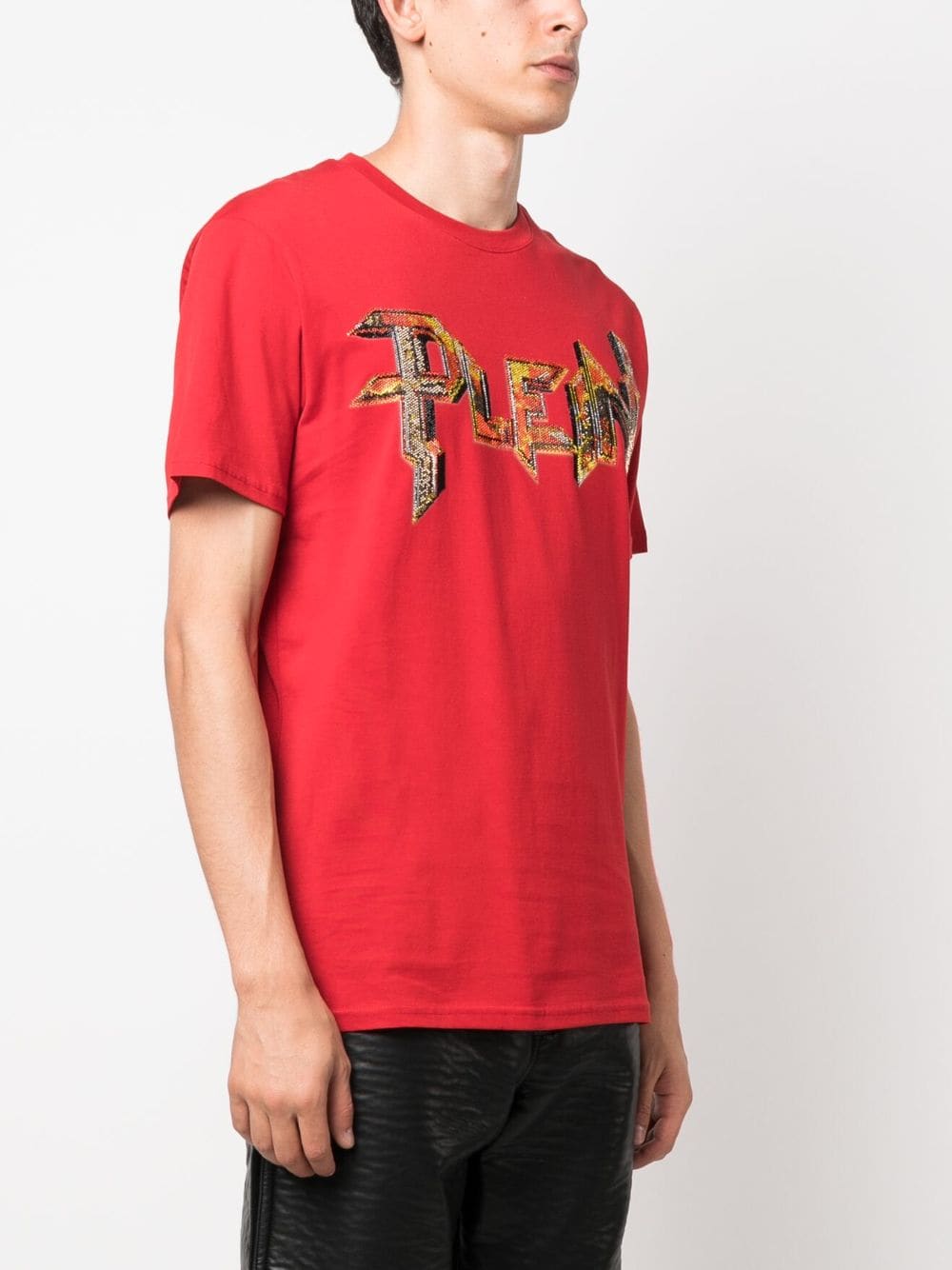 Philipp Plein T-shirt verfraaid met kristallen Rood
