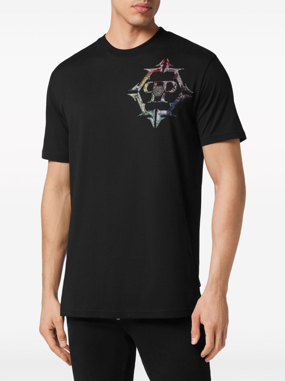 Shop Philipp Plein Logo-patch Cotton T-shirt In Black