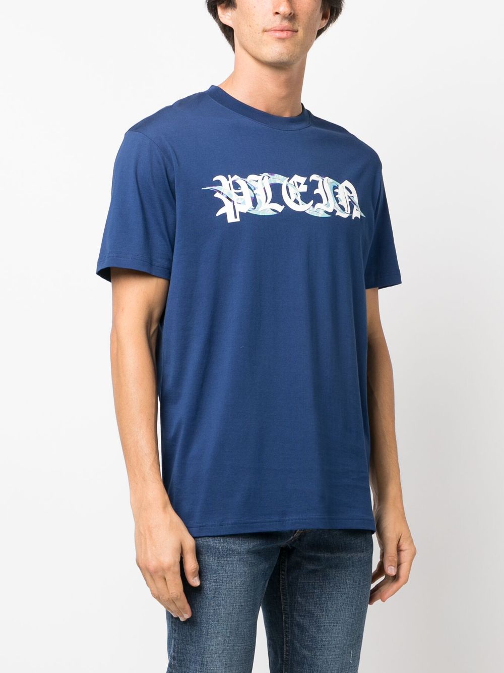 Shop Philipp Plein Ss Chrome Cotton T-shirt In Blue