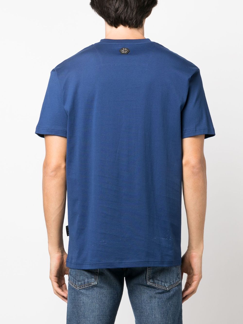 Shop Philipp Plein Ss Chrome Cotton T-shirt In Blue