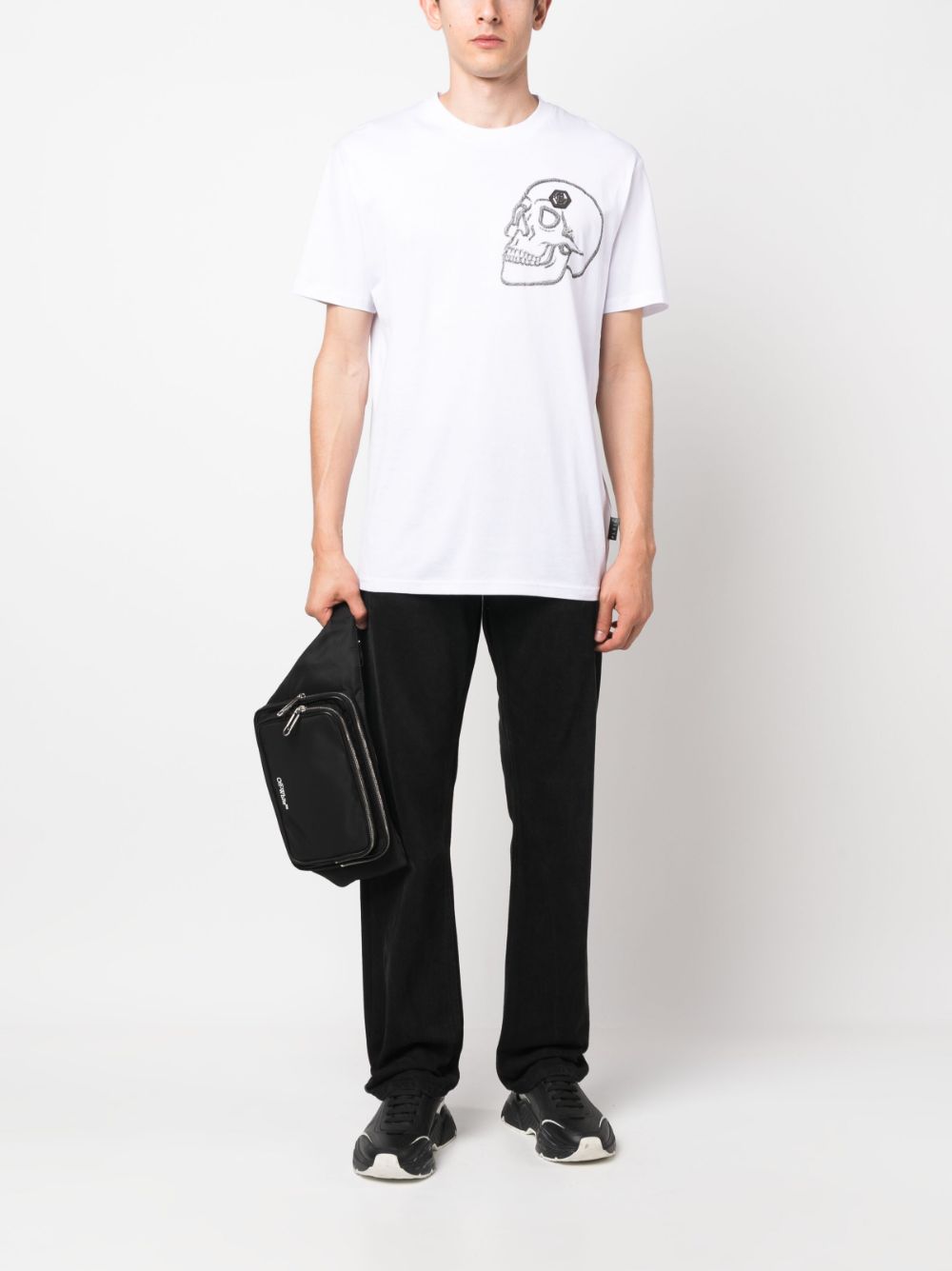 Philipp Plein T-shirt met doodskopprint - Wit
