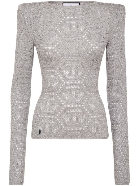 Philipp Plein logo-embroidered knitted top Women