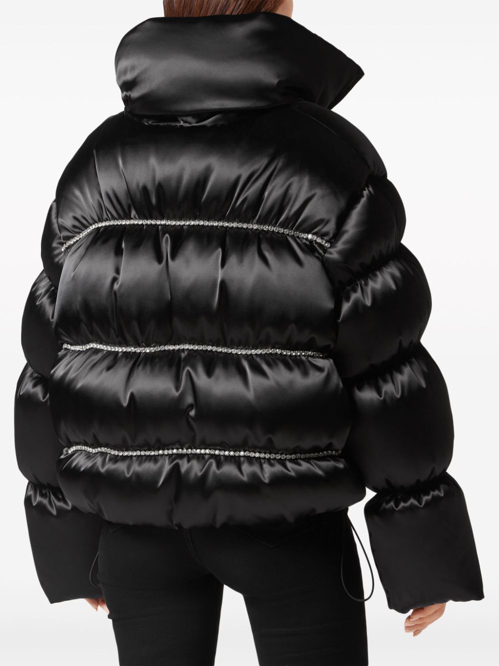 Shop Philipp Plein Crystal-embellished Down Jacket In Black