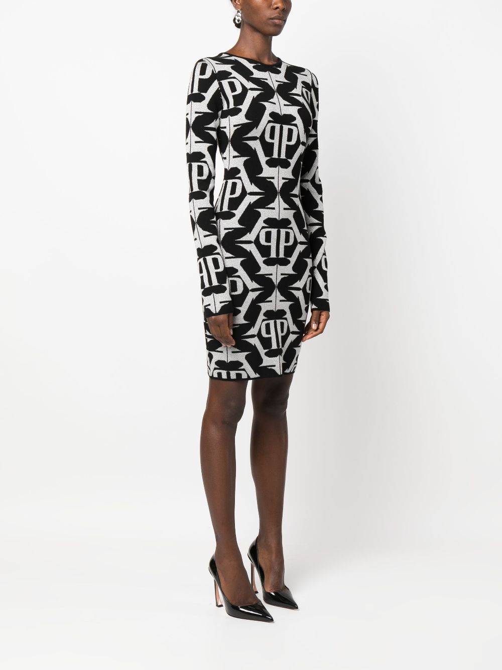 Philipp Plein Hexagon monogram-jacquard lurex minidress Women