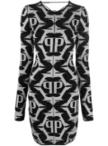 Philipp Plein Hexagon monogram-jacquard lurex minidress - Black