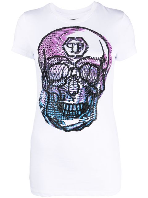 Philipp Plein crystal-embellished skull-print T-shirt Women