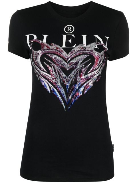 Philipp Plein crystal-embellished logo-print T-shirt Women