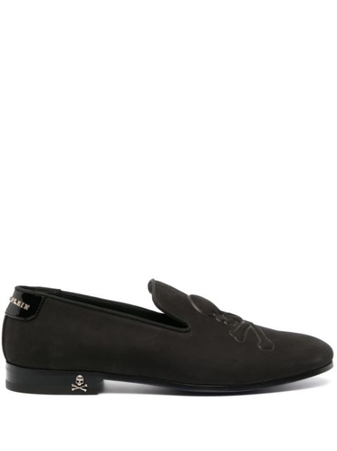 Philipp Plein skull-embroidered suede loafers Men