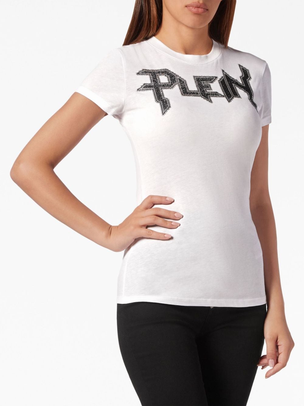 Shop Philipp Plein Logo-embellished Cotton T-shirt In White