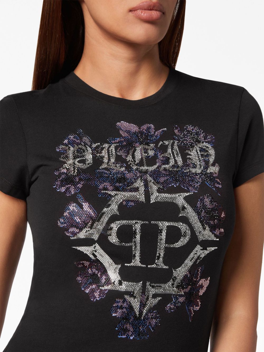 Shop Philipp Plein Logo-print Cotton T-shirt In Black