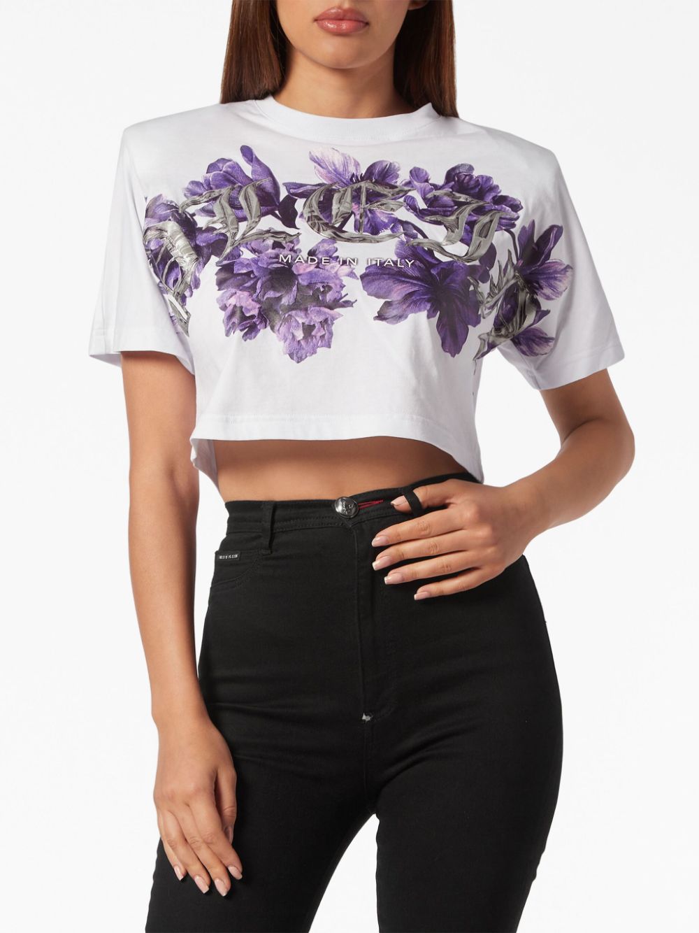 Philipp Plein logo-print cotton crop top Women