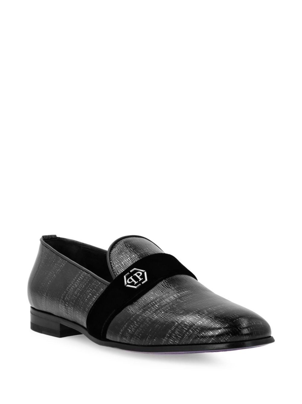 Shop Philipp Plein Logo-plaque Leather Loafers In Black
