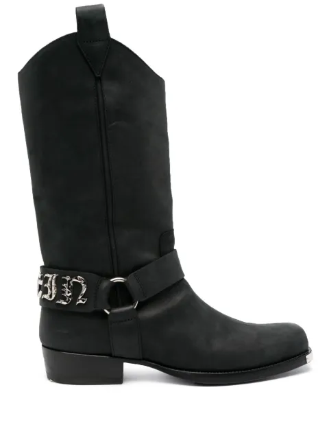 Philipp Plein logo-lettering leather boots