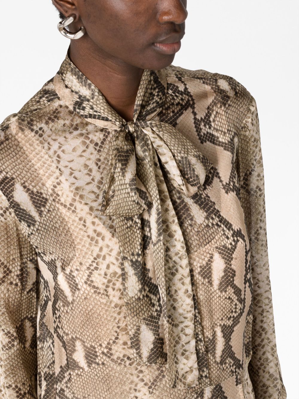 Shop Stella Mccartney Python-print Silk-chiffon Midi Dress In Brown