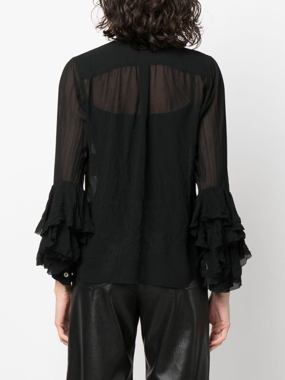 Shop Comme Des Garçons Comme Des Garçons Ruffle-detailed Semi-sheer Shirt In Black