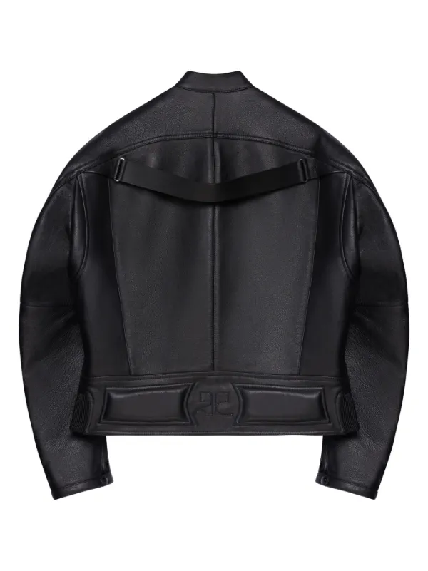 courrèges 黒レザージャケット Courrèges Racer レザージャケット | ブラック | FARFETCH JP