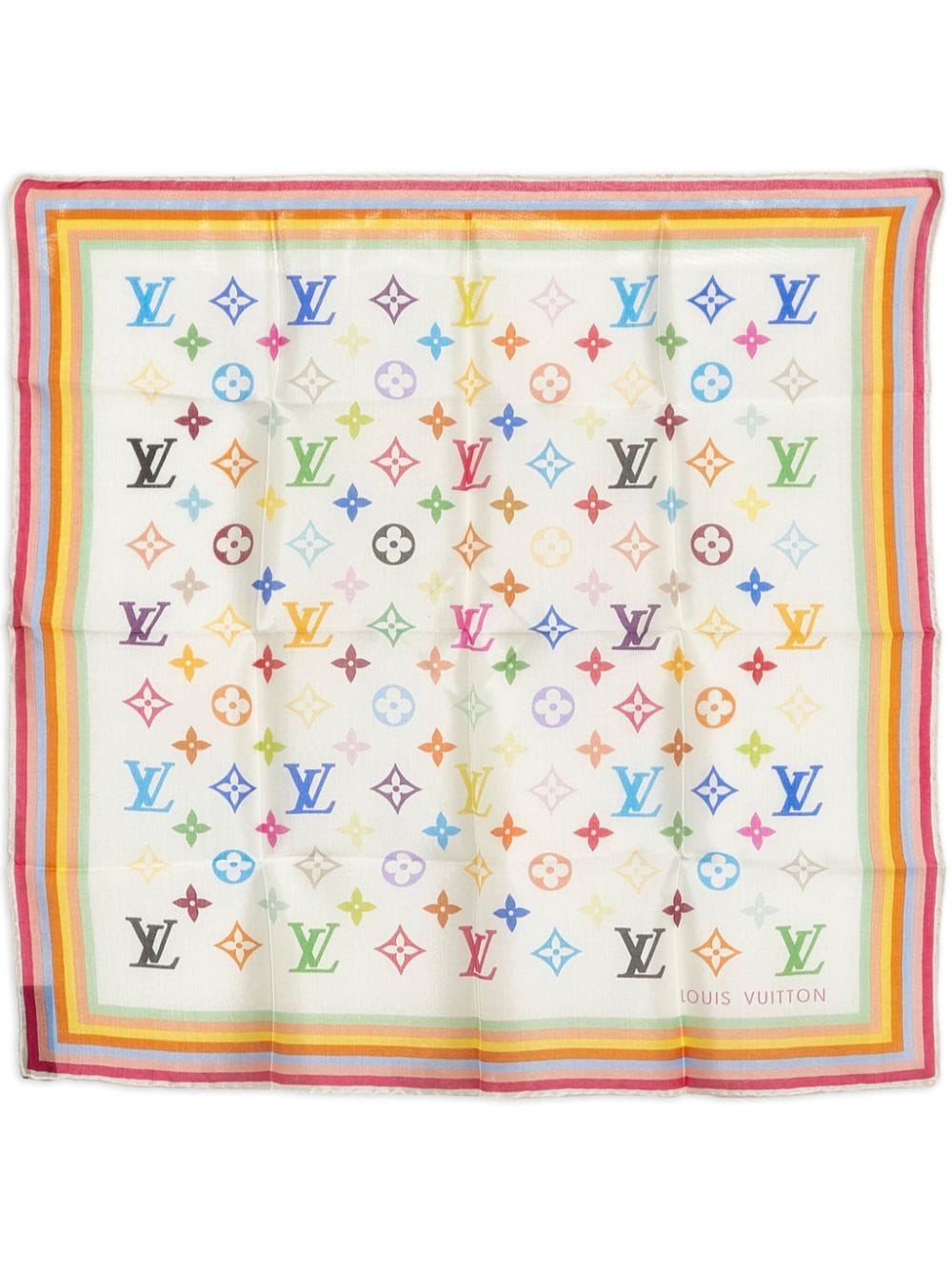 Louis Vuitton, Accessories, Louis Vuitton X Takashi Murakami Monogram  Silk Scarf White Multicolor