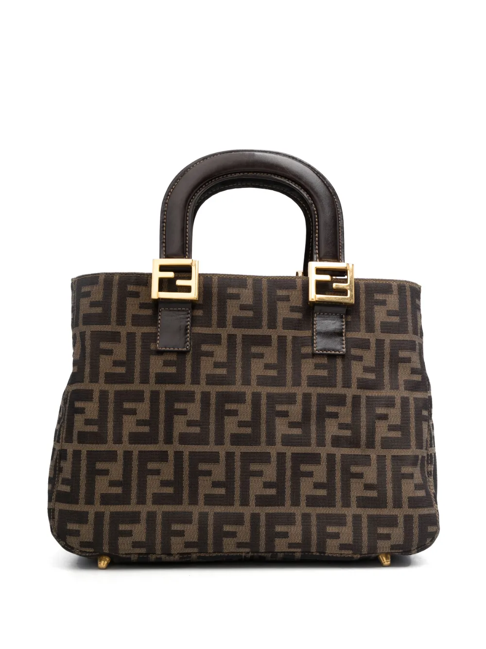 Pre-owned Fendi Zucca Top-handle Tote Bag In Brown
