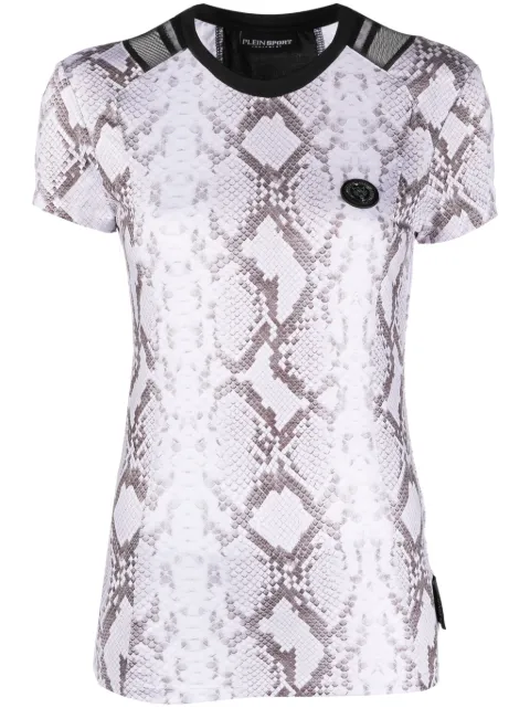 Plein Sport snake-print logo-lettering top