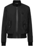 Plein Sport logo-patch zip-up bomber jacket - Black