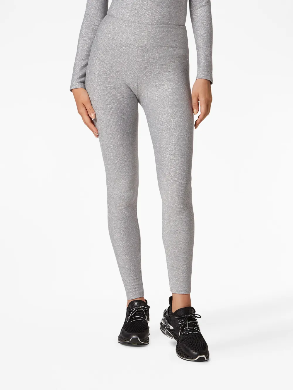  Plein Sport Tiger Logo-patch Lurex Leggings - Grey 