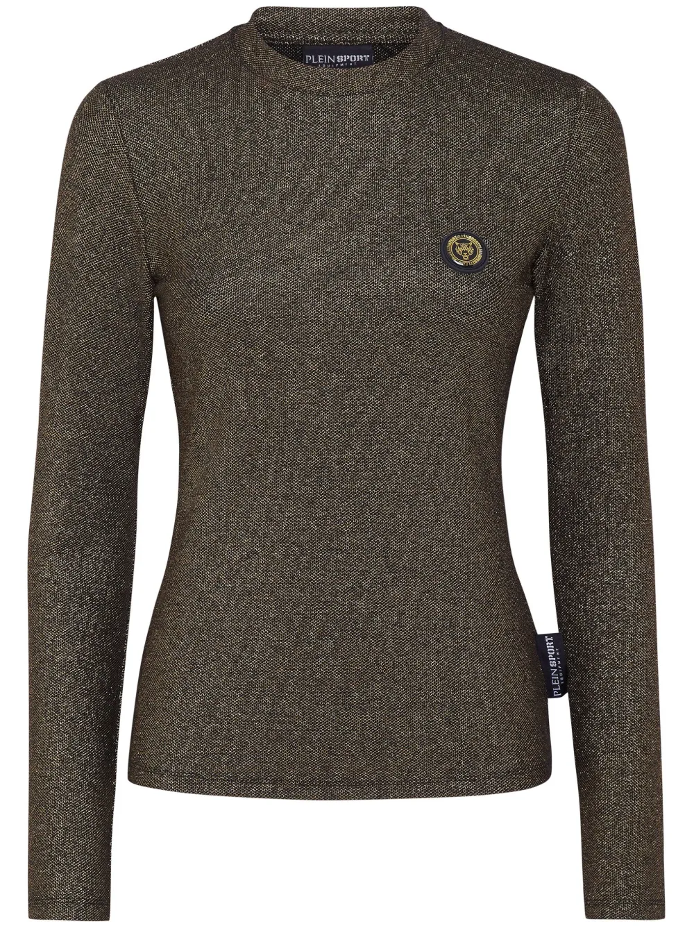 Plein Sport glitter-embellished logo-patch T-shirt - Oro